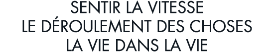 sentir la vitesse le d roulement des choses la vie dans la vie