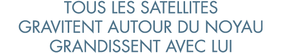 tous les satellites gravitent autour du noyau grandissent avec lui