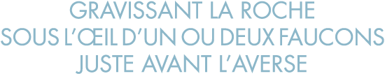 gravissant la roche sous l  il d un ou deux faucons juste avant l averse