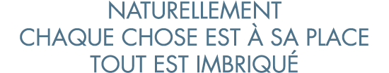 naturellement chaque chose est   sa place tout est imbriqu 
