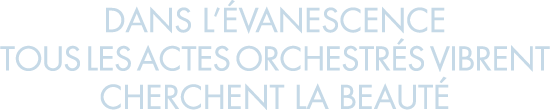 dans l  vanescence tous les actes orchestr s vibrent cherchent la beaut 