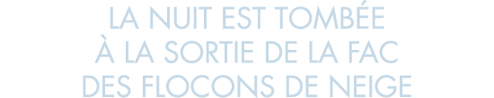 la nuit est tomb e   la sortie de la fac des flocons de neige