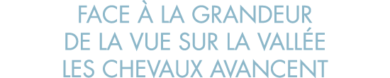 face   la grandeur de la vue sur la vall e les chevaux avancent