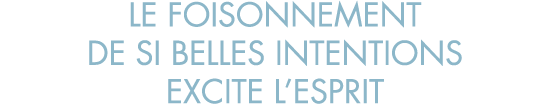 le foisonnement de si belles intentions excite l esprit