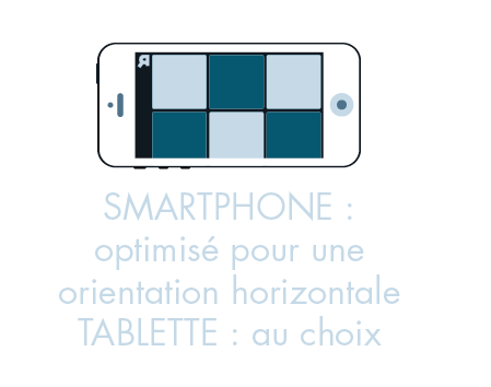Smartphone : optimis  pour une orientation horizontale Tablette : au choi