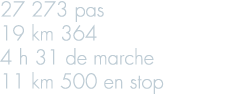 27 273 pas 19 km 364 4 h 31 de marche 11 km 500 en stop