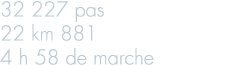 32 227 pas 22 km 881 4 h 58 de marche